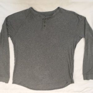 Gray Long-Sleeve Button Up T (100% Cotton)